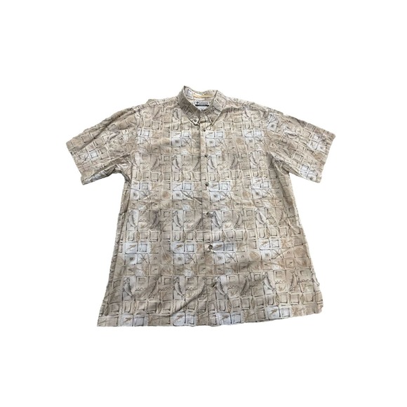 Vintage Columbia Button Down Shirt Mens Large Fly Fishing Lures All Over‎ Print - Picture 1 of 9